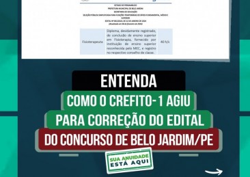 CREFITO-1 ajuíza ação judicial contra edital da prefeitura de Belo Jardim (PE)