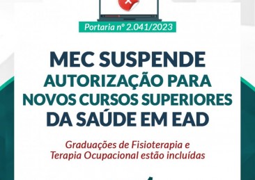 MEC suspende autorização para novos cursos superiores da saúde em EAD